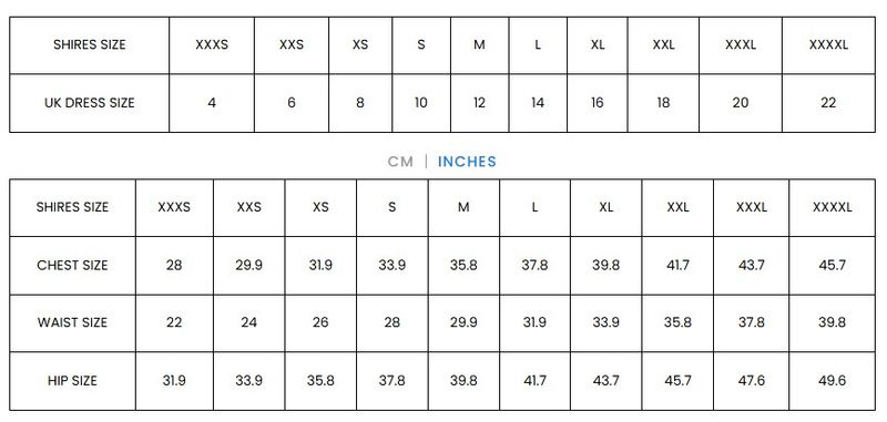 Shires Women's Top measurements 2