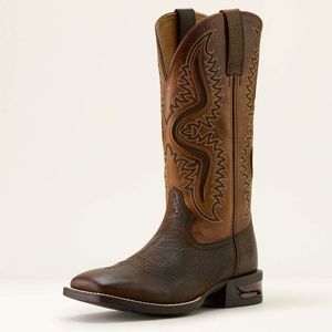 Ariat Men's Captivate Wide Square Toe Cowboy Boot - Dark Brown / Peanut Butter