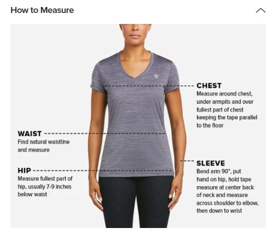 ariat women's jacket size guide