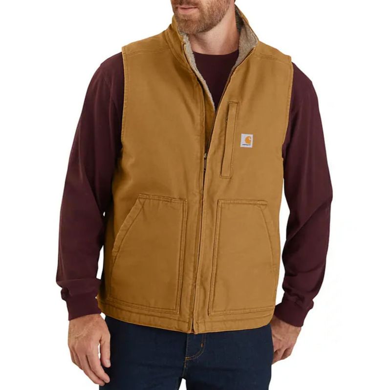 Carhartt M Wshd Duck Sherpa Li Vst Brn