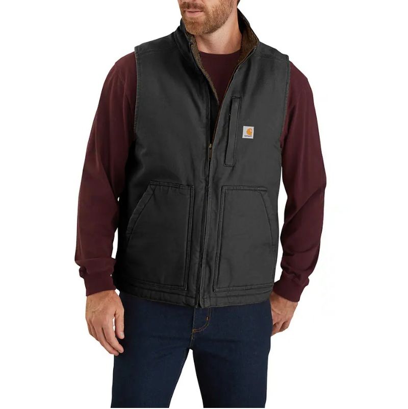 Carhartt M Wshd Duck Sherpa Li Vst Blk