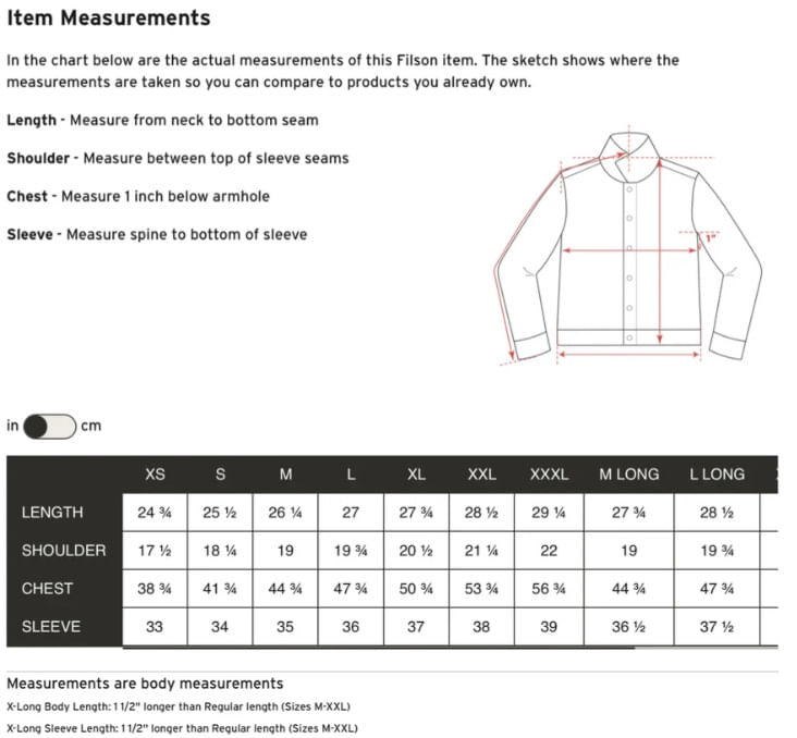 filson-short-lined-cruiser-jacket-size-chart