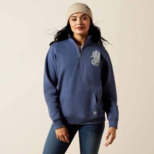 Ariat Women's Quarry Half Zip Sweat Shirt - Vintage Indigo