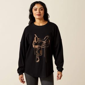 Ariat Women's Canvas Oversized Long Sleeve Tee - Black