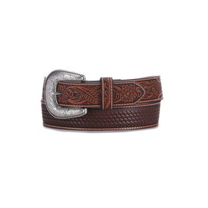 Ariat Floral Embossed Basketweave Belt - Brown